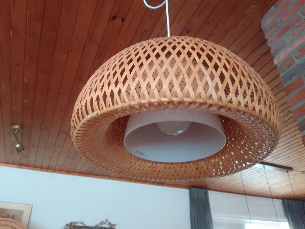 Rieten lamp, Ophalen of Verzenden, Zo goed als nieuw, Hout, Minder dan 50 cm