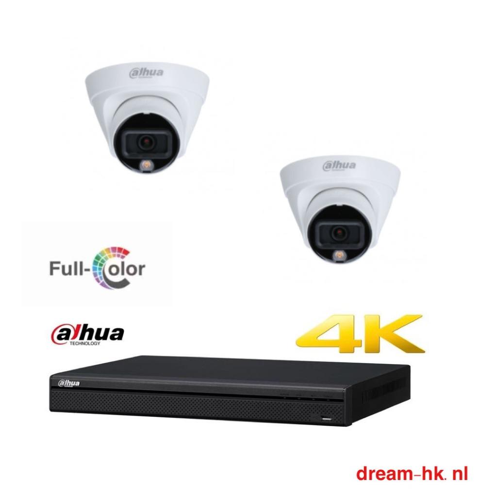 4MP Dahua Full Color IP POE set/4CH NVR+2x camera(met audio)