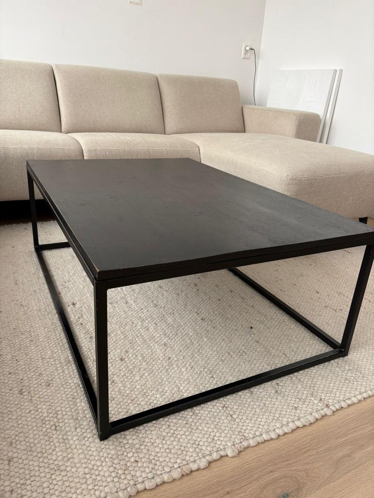 houten salon tafel zwart, Huis en Inrichting, Tafels | Salontafels, Ophalen, Gebruikt, 100 tot 150 cm, 50 tot 100 cm
