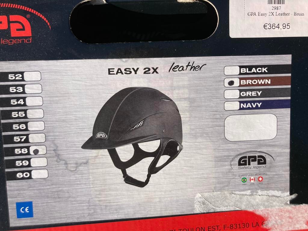 GPA easy 2x bruin met leder NIEUW 58, Dieren en Toebehoren, Ophalen of Verzenden, Nieuw, Dames, Cap