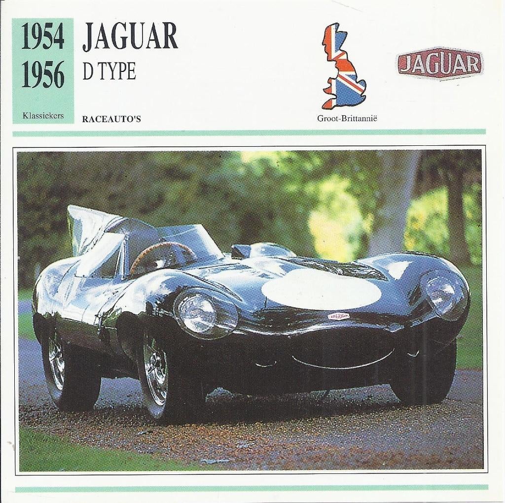 Ma944 autokaart jaguar d type ( 1954 - 1956 ), Ophalen of Verzenden, Zo goed als nieuw, Auto's