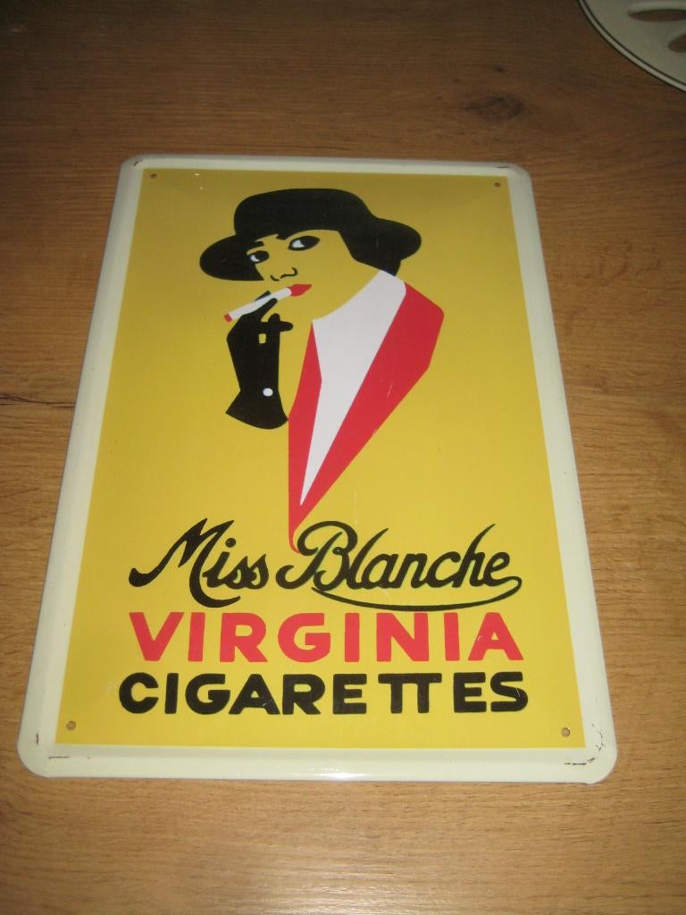 nogstalgische reclameblikken - miss blanche cigarettes retro, Verzamelen, Ophalen of Verzenden, Zo goed als nieuw, Reclamebord