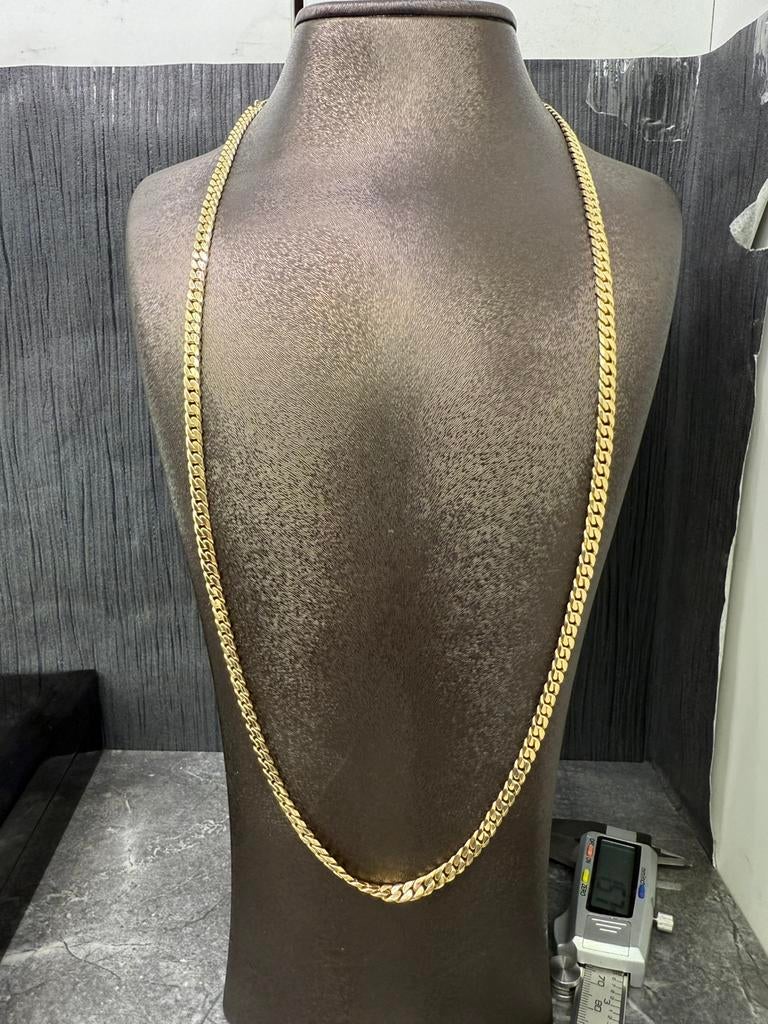 Prachtige 14 karaats gouden massieve cuban ketting, Sieraden, Tassen en Uiterlijk, Kettingen, Nieuw, Goud, Ophalen of Verzenden