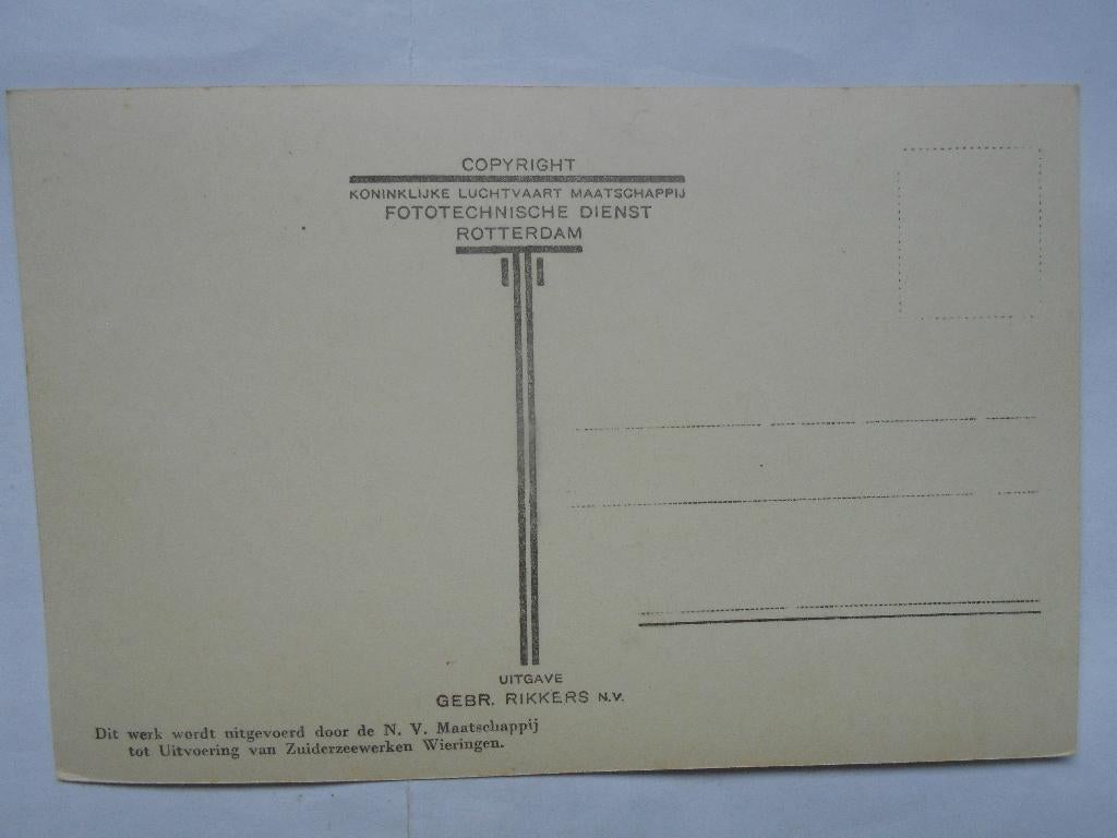 Medemblik aanleg Wieringermeerdijk 1928 KLM foto Rikkers, Verzamelen, Ansichtkaarten | Nederland, Ophalen of Verzenden, 1920 tot 1940