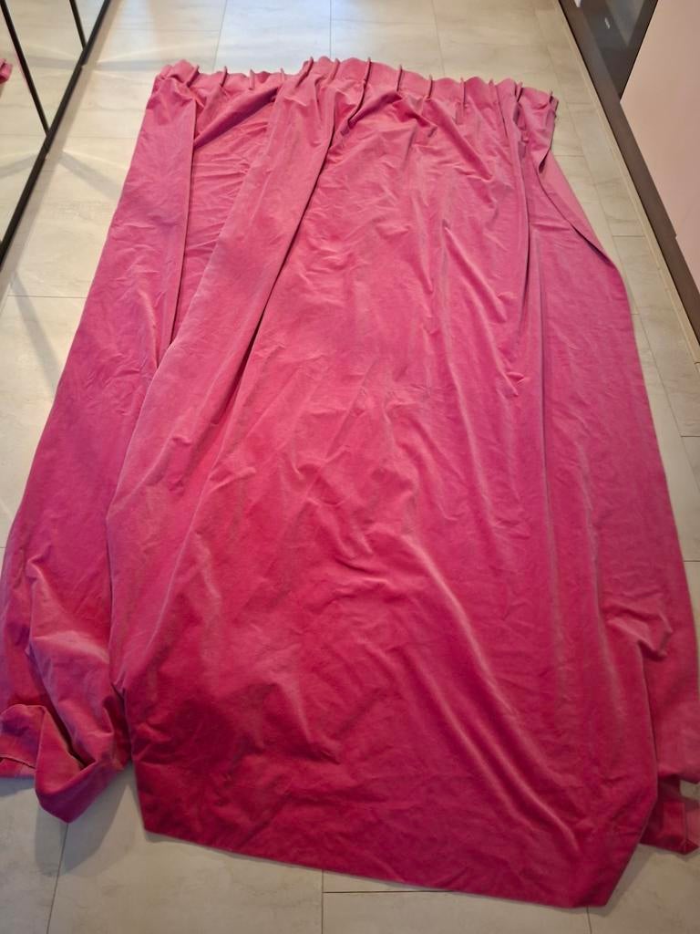 Roze velours gordijnen, Ophalen of Verzenden, 50 tot 100 cm