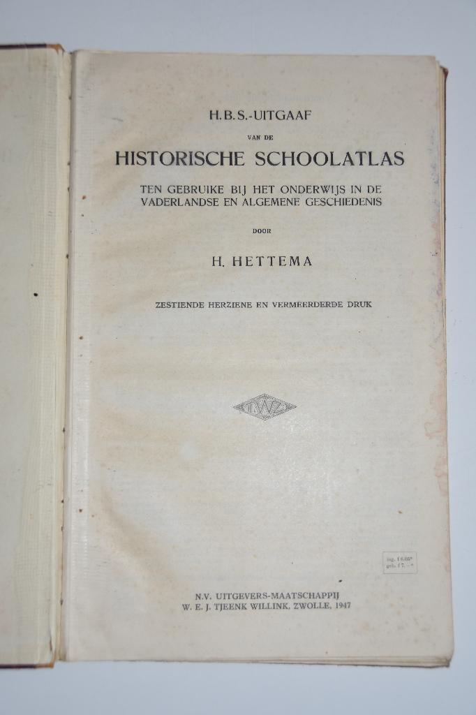 Historische Schoolatlas HBS uitgaaf Hettema 1947 atlas, Boeken, Gelezen, Overige atlassen, Ophalen of Verzenden, 1800 tot 2000