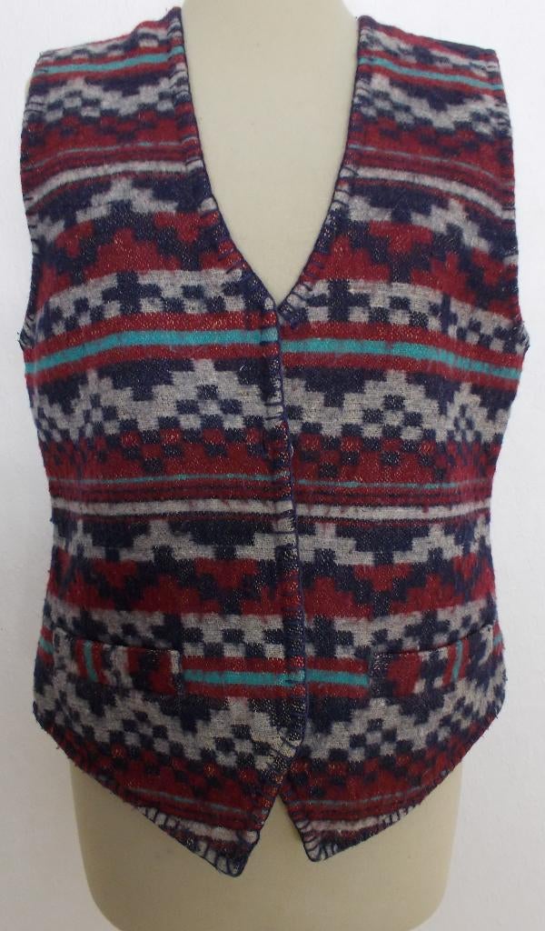 Folklore/Peru wol gilet van Erika! M, Kleding | Dames, Tops, Zo goed als nieuw, Maat 38/40 (M), Blauw, Zonder mouw, Ophalen of Verzenden