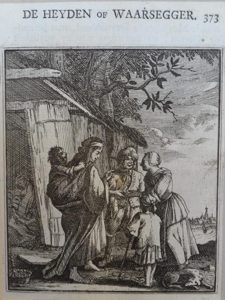 originele kopergravure de Waarzegger, Jan Luyken, 1730, Verzenden