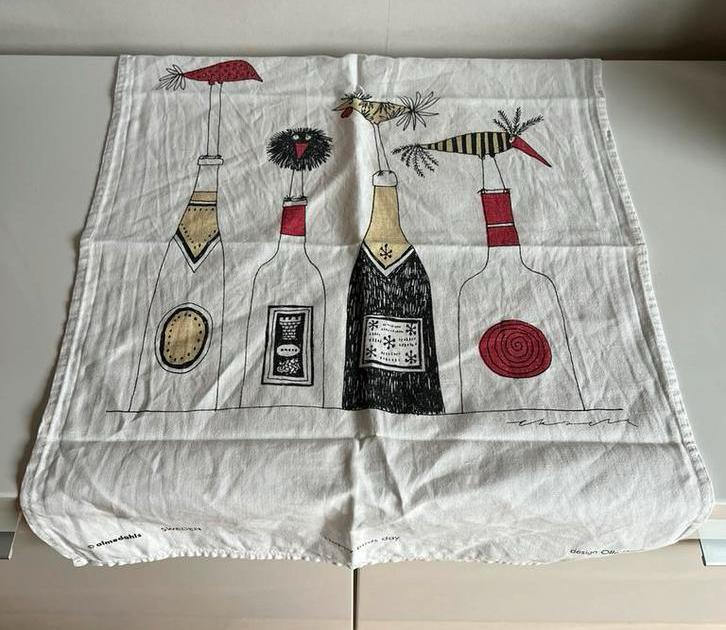 Zweeds Almedahls Theedoek Happy Birds Day Olle Eksell, Ophalen of Verzenden, Gebruikt, Theedoek of Handdoek