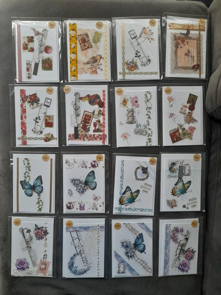 Diverse zelfgemaakte dubbele wenskaarten met envelop, Diversen, Ophalen, Nieuw