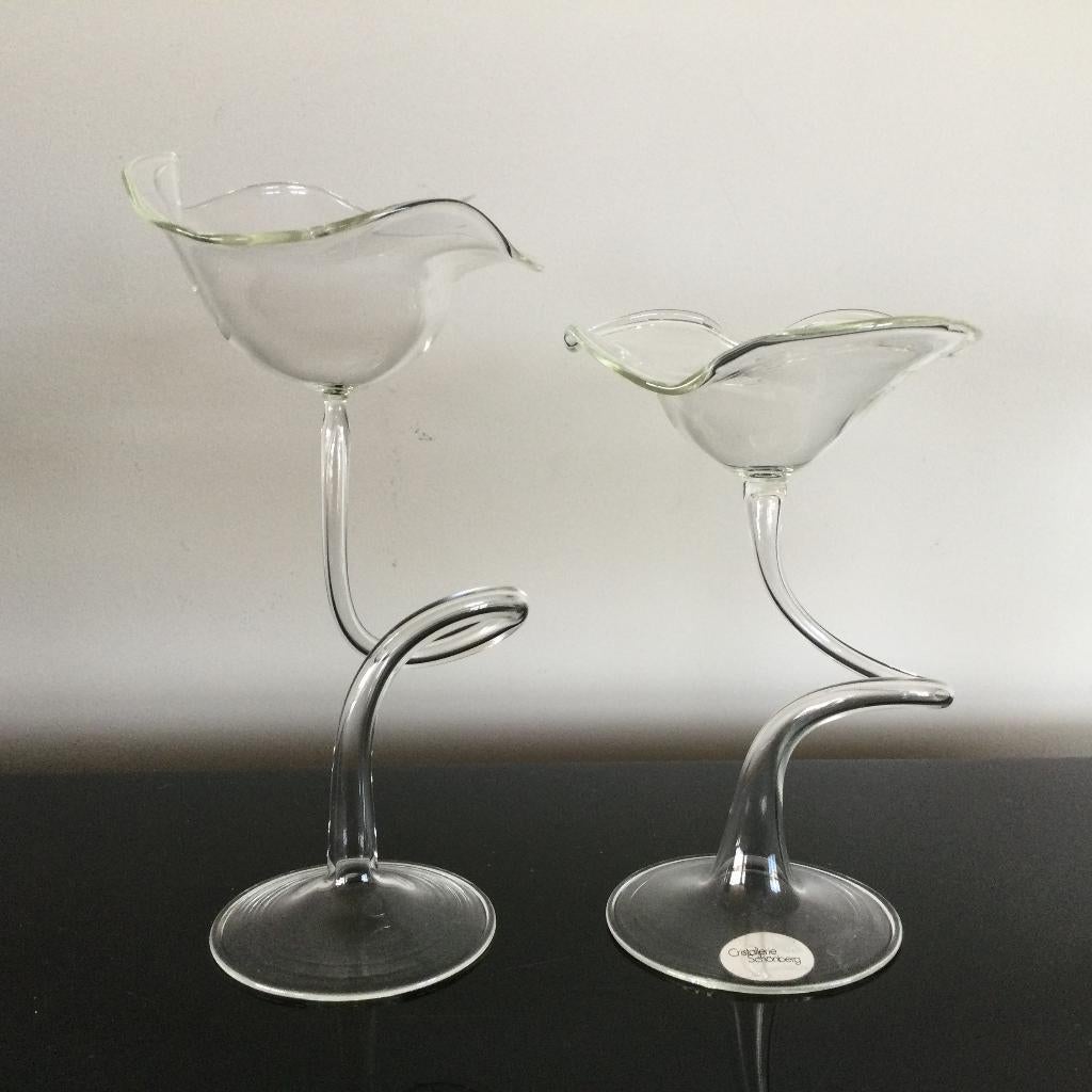 Unieke handgeblazen “aparte bloem” – Cristallerie Schönberg, Verzamelen, Retro, Huis en Inrichting, Ophalen of Verzenden