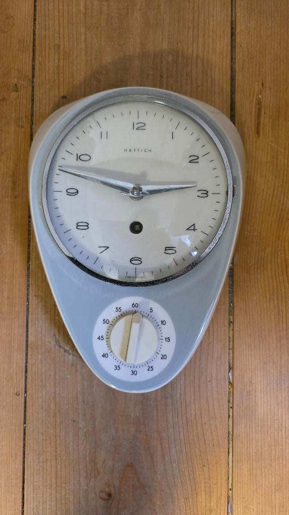 vintage keukenklok (merk Hettich), Ophalen of Verzenden, Gebruikt, Wandklok