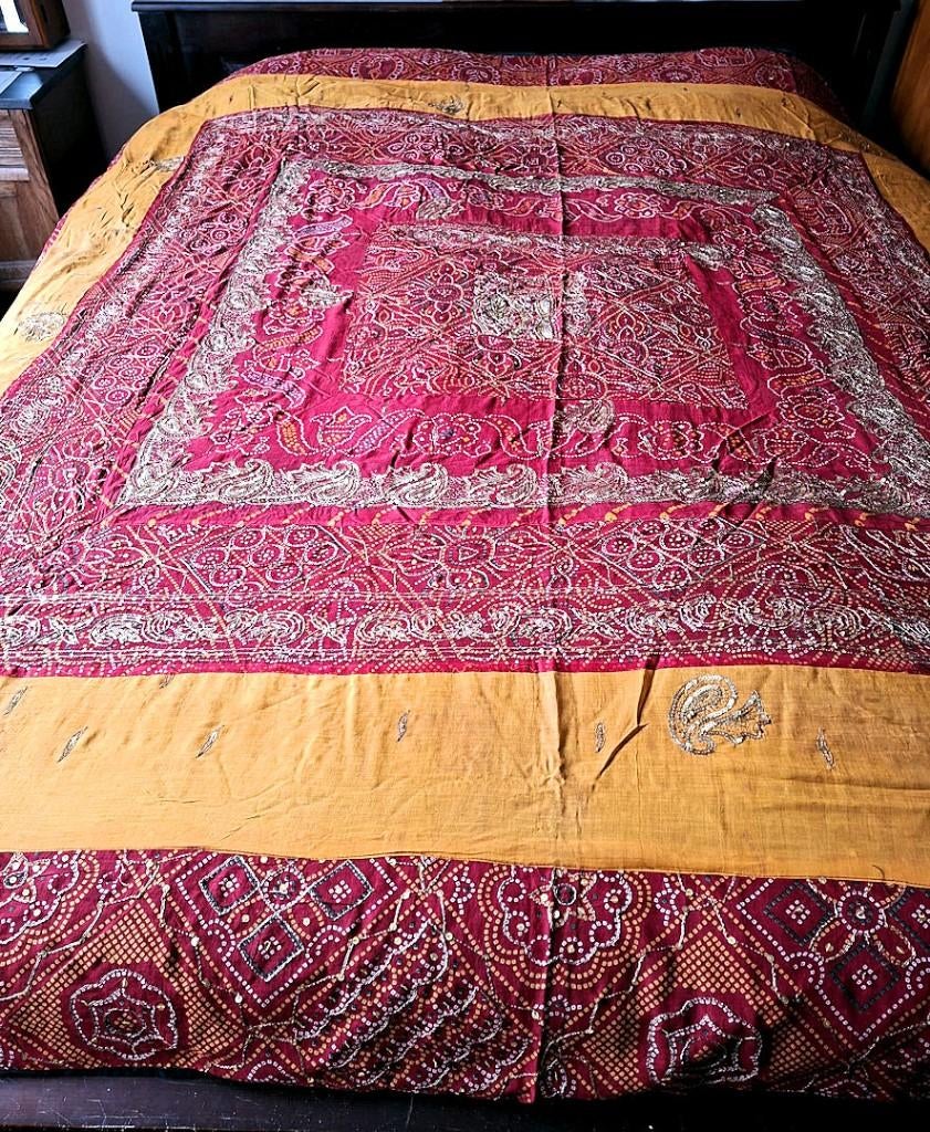 Handgemaakte Sprei uit India 2x2 m, Overige kleuren, Overige typen, Tweepersoons, Ophalen of Verzenden