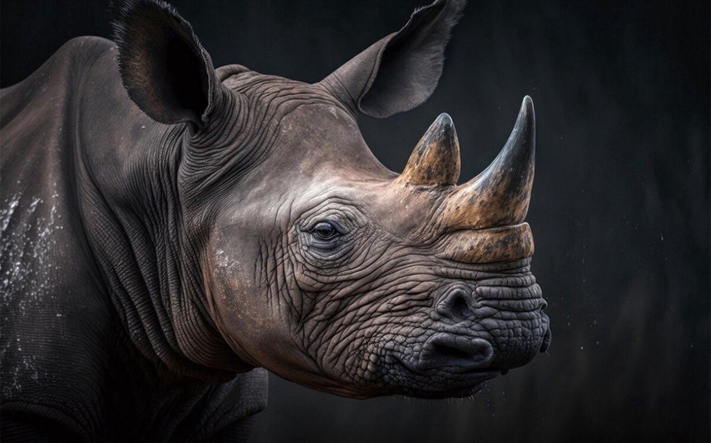 Glasschilderij Neushoorn (110x70cm), Ophalen, -, -, Nieuw