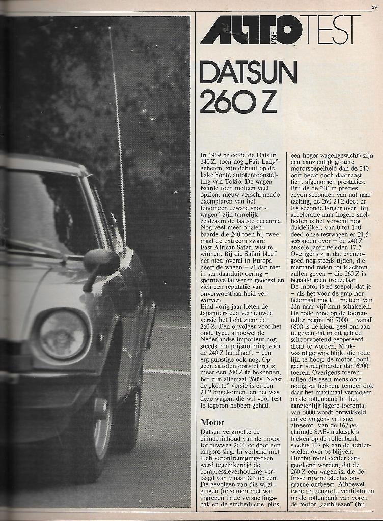 Roadtest DATSUN 260Z / 260 Z, Autovisie 1974., Verzenden, Gelezen, Nissan, Autovisie