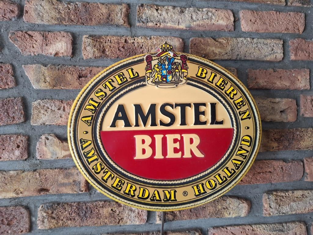 Vintage Amstel Bier reclame lichtbak, Ophalen of Verzenden, Zo goed als nieuw, Lichtbak of (neon) lamp