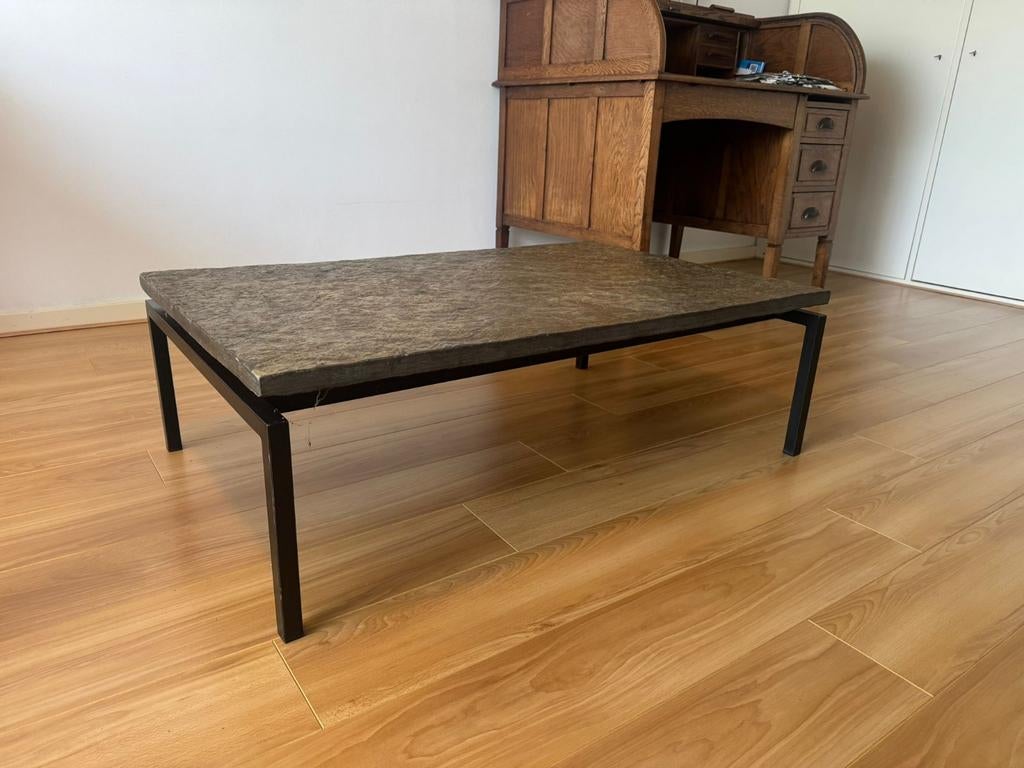 Leistenen salontafel, vintage, retro, sixties, design, Ophalen of Verzenden, 25 tot 50 cm, Rechthoekig, 100 tot 150 cm