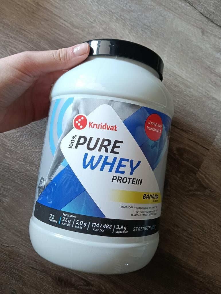 Kruidvat Pure Whey Protein Banaan - Nieuw en Ongeopend, Ophalen of Verzenden, Nieuw, Benen, Overige typen