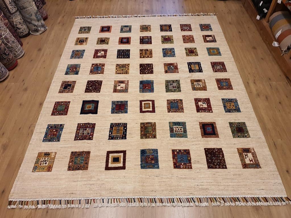 Handgeknoopt oosters tapijt modern design 255x200, Info@SlatsAntiek.nl, Crème, Perzisch, Vof Slats Antiek