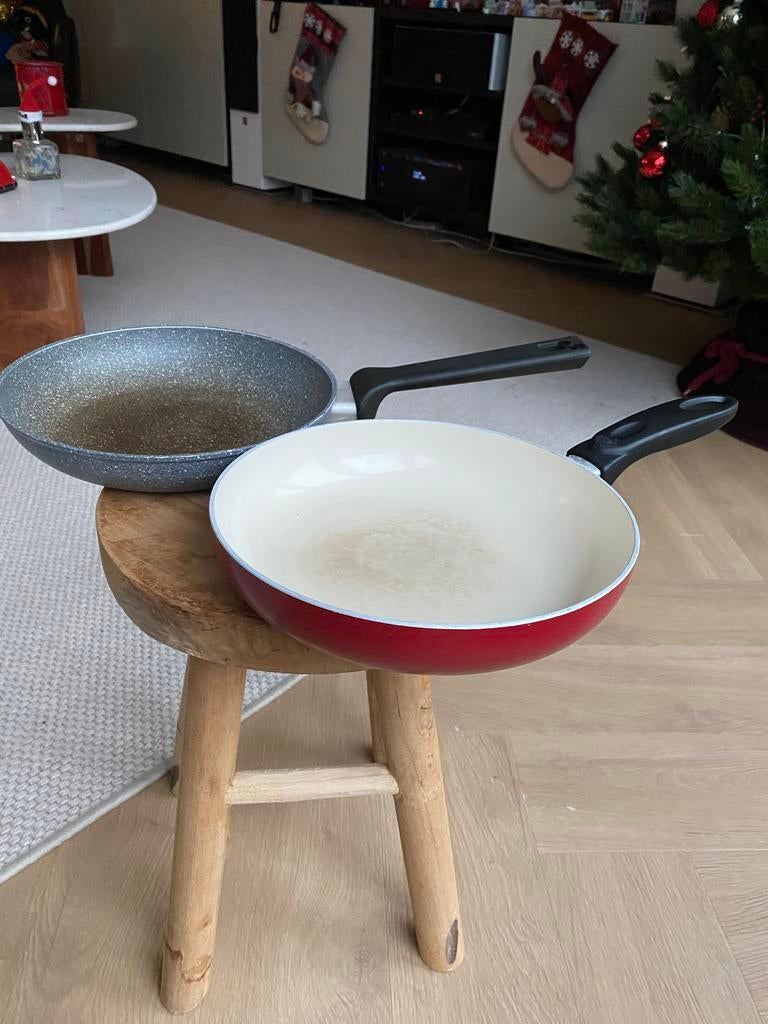 24cm koekenpan Brabantia & ander merk ook inductie!, Ophalen of Verzenden, Gebruikt, Rvs, Koekenpan of Braadpan