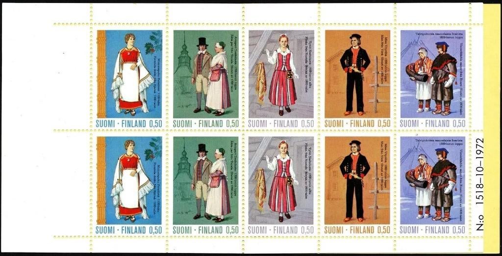FINLAND 1972 Klederdrachten Postzegelboekje, Michel: MH-6, P, Verzenden, Finland, Postfris
