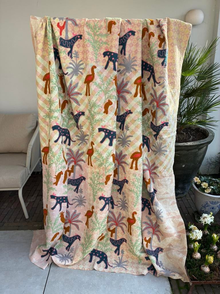 Vintage Kantha Quilt Suzani Deken Sari India, Ophalen of Verzenden