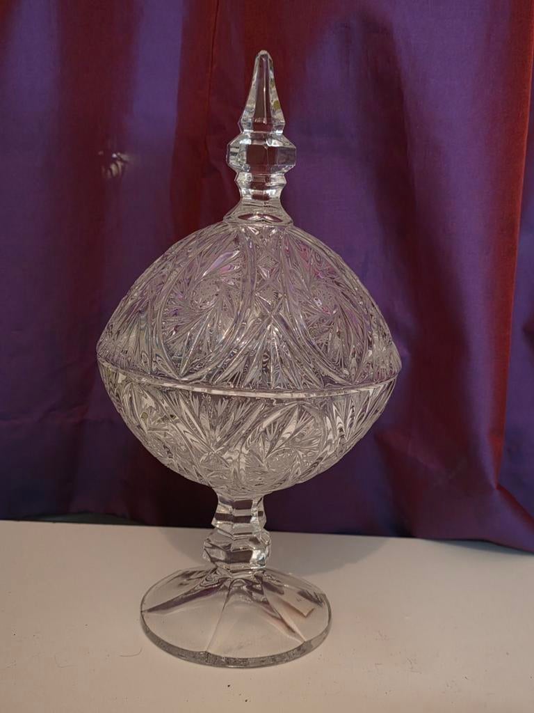 Kristallen bonbonnière met deksel, Ophalen of Verzenden