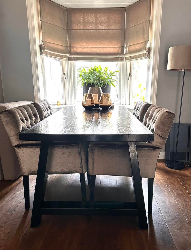 Eettafel zwart 180 x 85  hout, Ophalen, 50 tot 100 cm, Zo goed als nieuw, 150 tot 200 cm