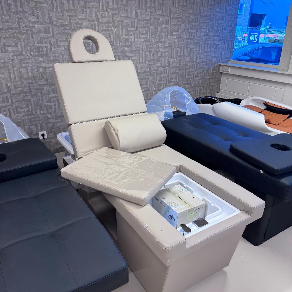 Japanse Head Spa Pedicure Massage Bed Kapsalon Beige Cream, Overige kleuren, Nieuw, Ophalen, Leer