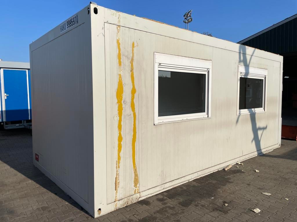 Nette kantoorunit bouwkeet 6x3 meter, 2 zijden ramen, Ophalen