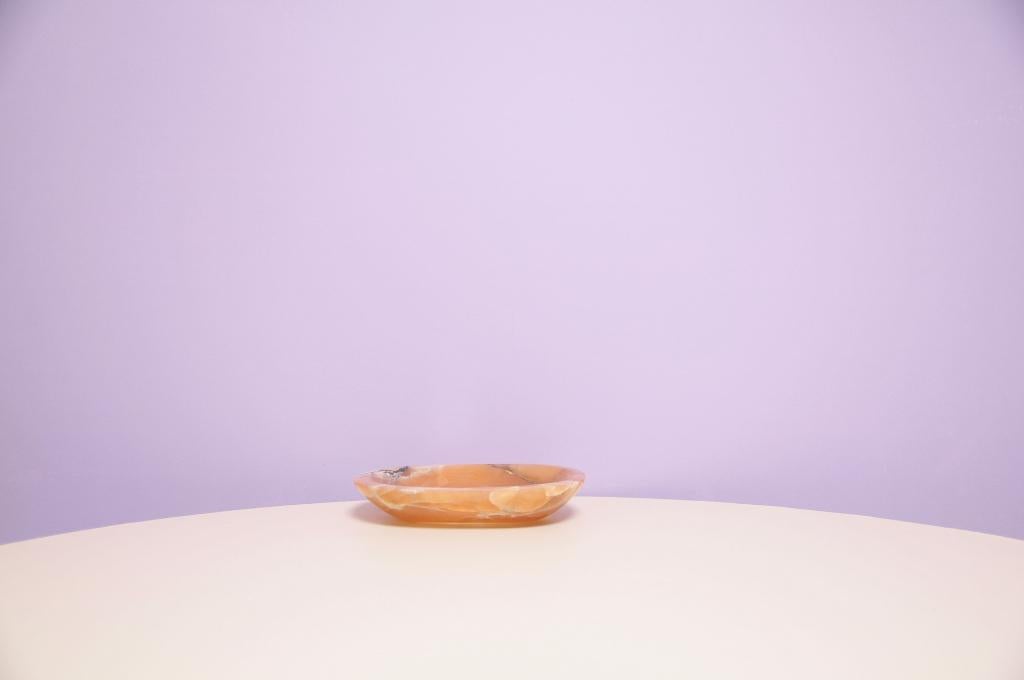 roze marmeren schaal, Gebruikt, Schaal, Ophalen of Verzenden, Glas