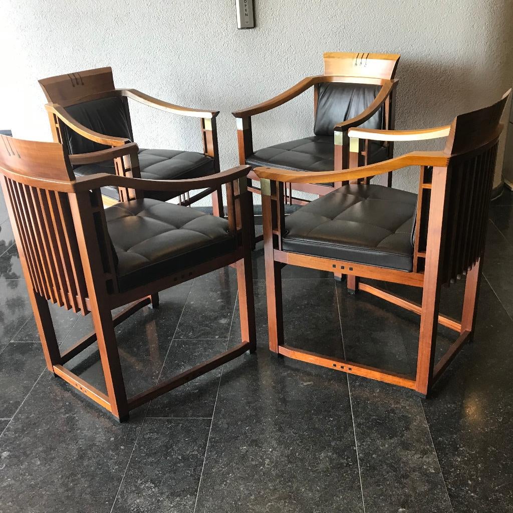 4 Schuitema Suzan Art Deco stoelen stoel design leer bruin, Huis en Inrichting, Stoelen, Gebruikt, Bruin, Leer, Ophalen of Verzenden