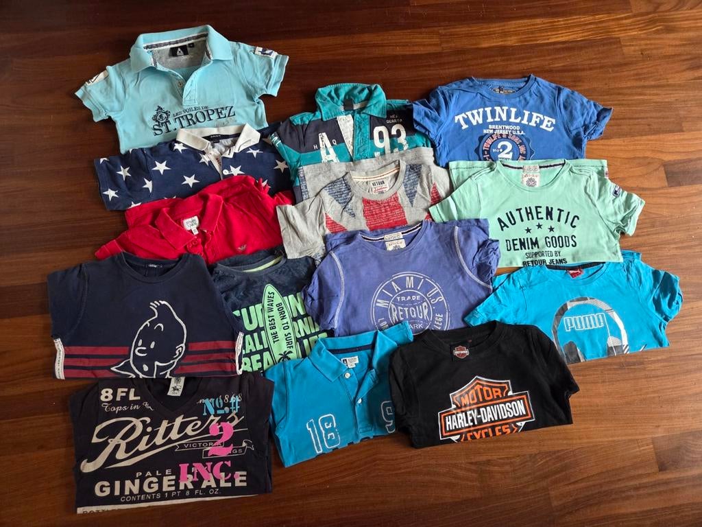 Pakket met 14 (merk) shirts en longsleeves jongen vanaf 116, Kinderen en Baby's, Ophalen of Verzenden, Gebruikt, Maat 116