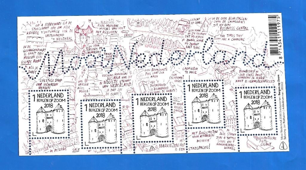 NVPH 3612 Mooi Nederland 2018 - Stadspoorten Bergen op Zoom, Postzegels en Munten, Postzegels | Nederland, Verzenden, Na 1940