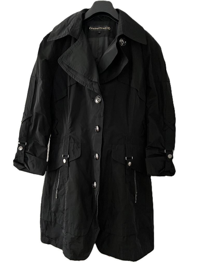 CREENSTONE middellange jas maat 44 zwart tussenjas, Kleding | Dames, Jassen | Zomer, Zo goed als nieuw, Maat 42/44 (L), Zwart