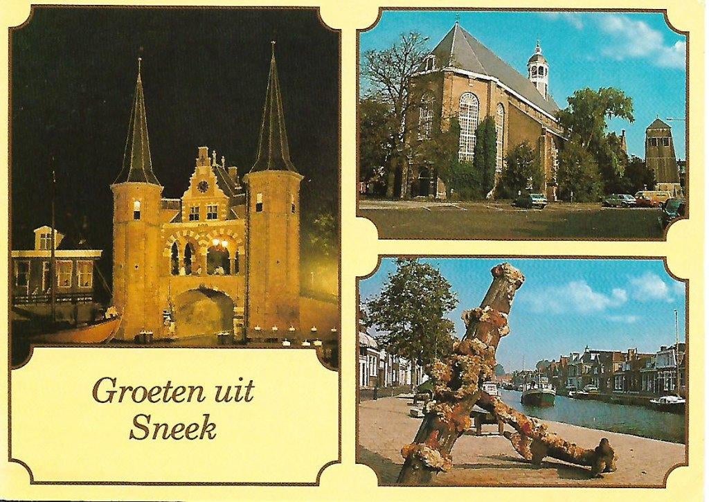 Sneek- -3-luik., Verzamelen, Ansichtkaarten | Nederland, Verzenden, 1980 tot heden, Gelopen, Friesland