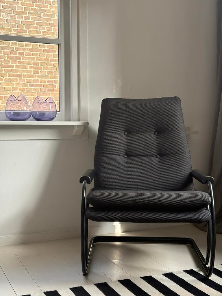 Vintage fauteuil Jan des Bouvrie voor Gelderland, Ophalen, Gebruikt, Zwart, Metaal