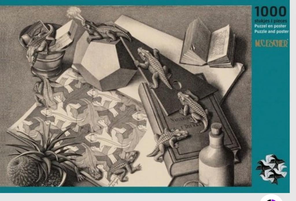 Puzzel Escher reptielen, Ophalen, 500 t/m 1500 stukjes, Zo goed als nieuw