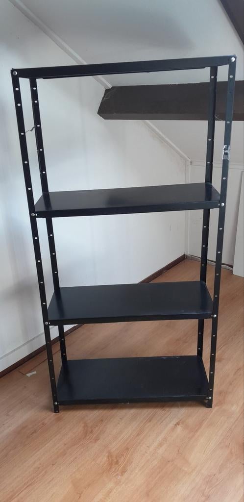 Zwarte stellingkast met 4 planken, Ophalen, Gebruikt