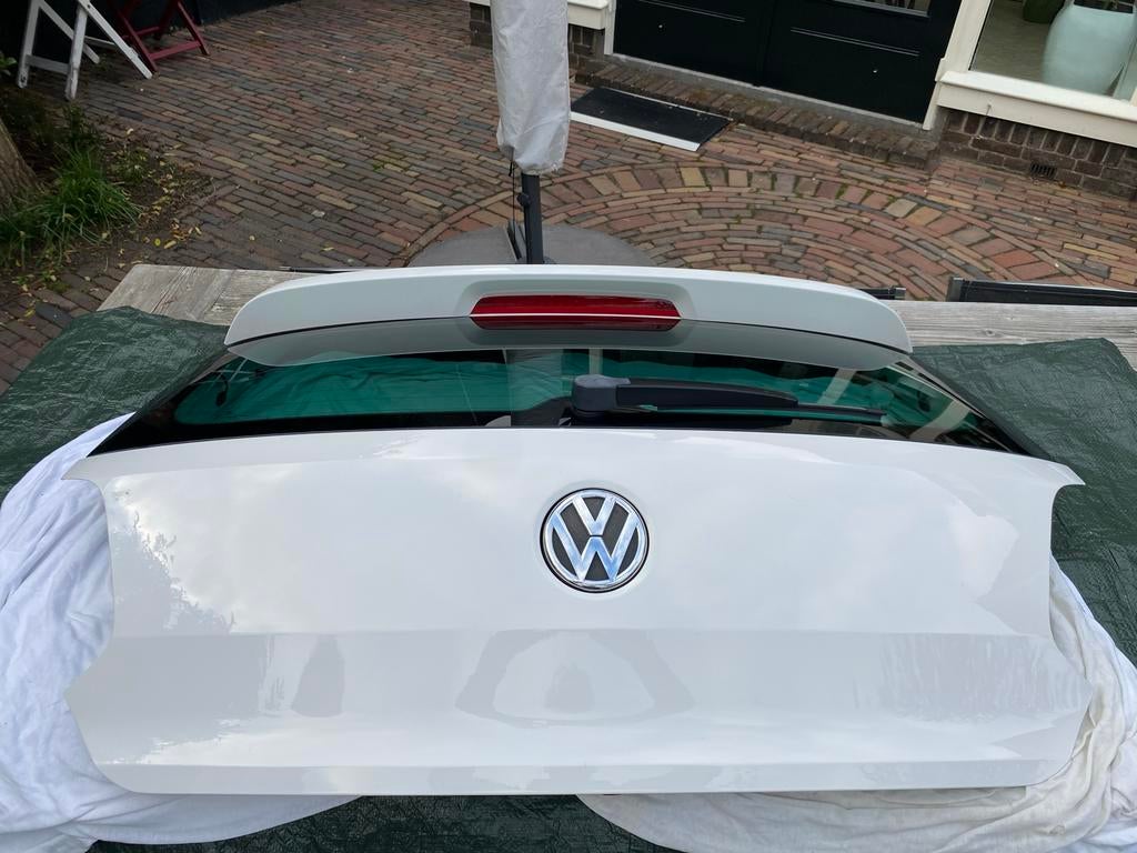 VW Polo 6R Kofferklep Wit 2012 met R-Line Spoiler, Ophalen, Gebruikt, Achterklep, Volkswagen