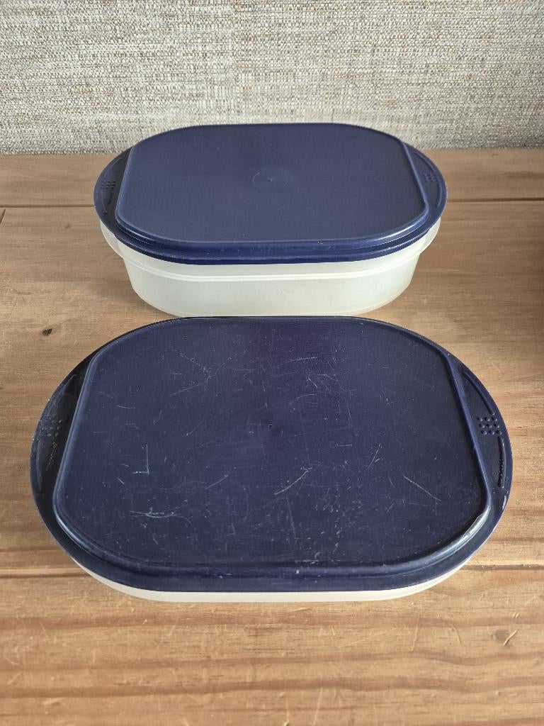 Tupperware Combismart vleeswarendoos en kaasdoos, Huis en Inrichting, Keuken | Tupperware, Ophalen of Verzenden, Gebruikt, Blauw