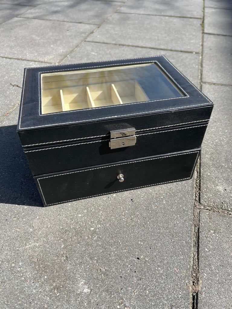 Sieraden doosje met vakken en lade, Ophalen of Verzenden, Gebruikt