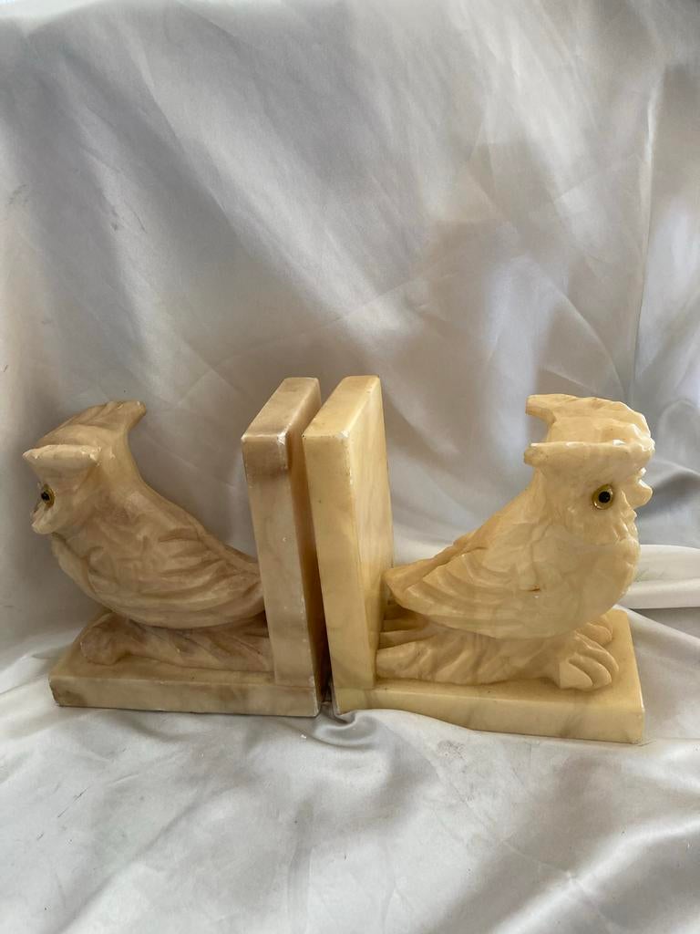 Albasten boekensteunen met uilen, Art-Deco, Ophalen of Verzenden