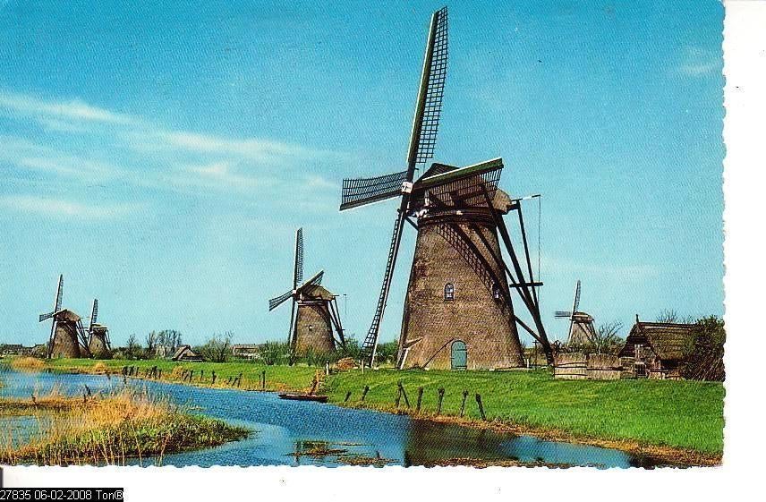 Ansichtkaart	Molen	Kinderdijk, Verzenden, 1960 tot 1980, Gelopen, Gebouw