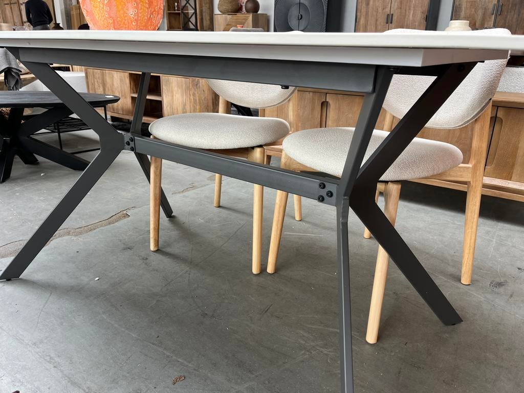 Magazijn leegverkoop eettafel deens ovaal Travertin metaal, Nieuw, Ophalen of Verzenden, Info@wkhome.nl, Argonweg 20 Amersfoort