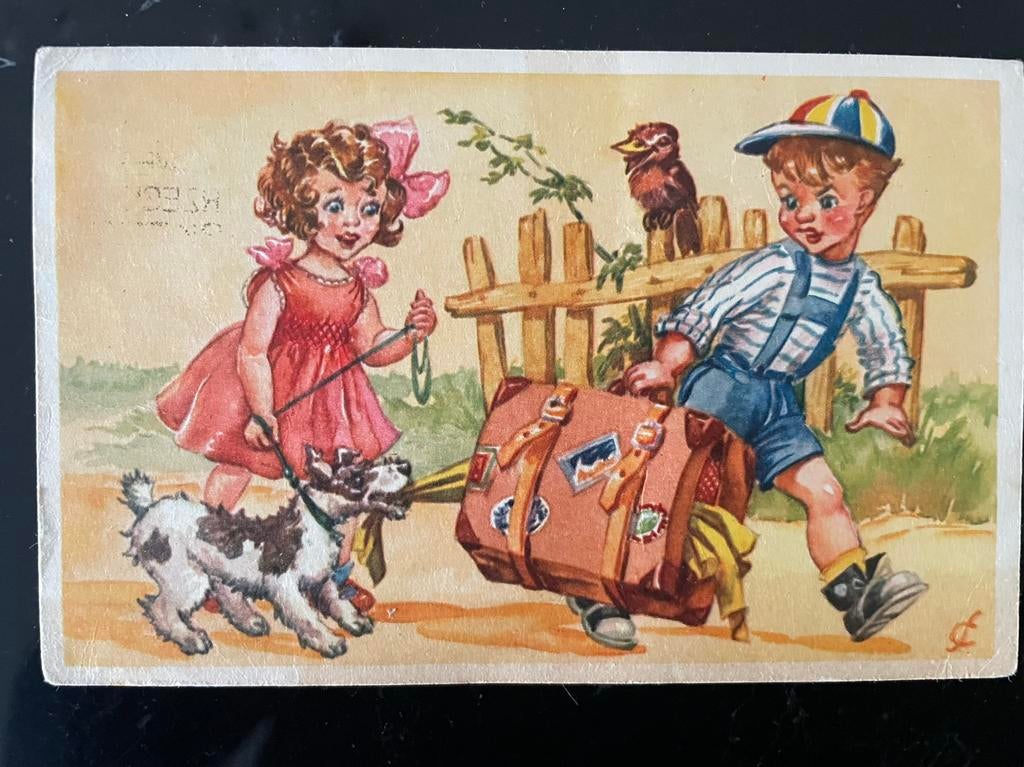 FRÉ COHEN -  jongen en hond met koffer, Verzamelen, Ophalen of Verzenden, Gelopen