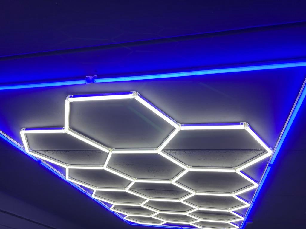Hexagon led verlichting met blauw frame, Ophalen, Zo goed als nieuw, Overige materialen