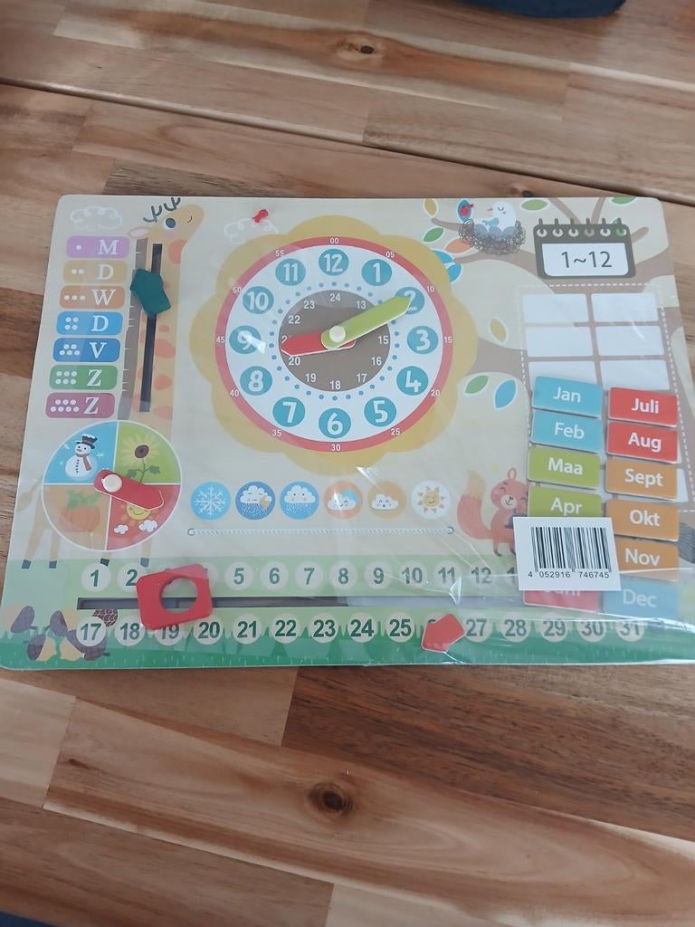 Houten Educatief Bord: Klok, Kalender, Weer & Dagen, Kinderen en Baby's, Speelgoed | Educatief en Creatief, Ophalen of Verzenden