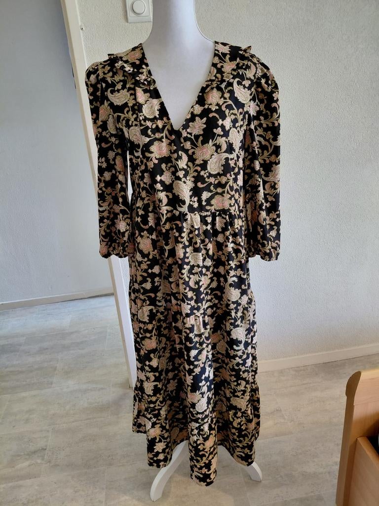 Loavies Maxi Jurk met Paisley Print - Maat L, Kleding | Dames, Jurken, Zwart, Maat 42/44 (L), Ophalen of Verzenden, Onder de knie
