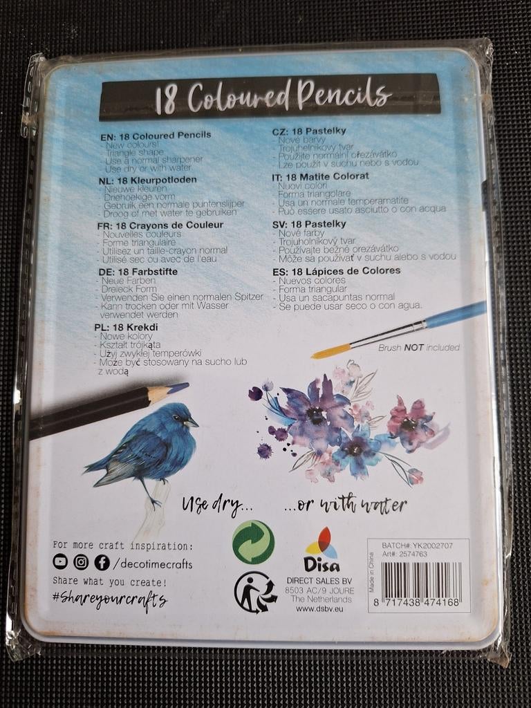 Blik met 18 blauw naar paars potloden, Onbekend, Nieuw, Ophalen of Verzenden, Potlood of Stift